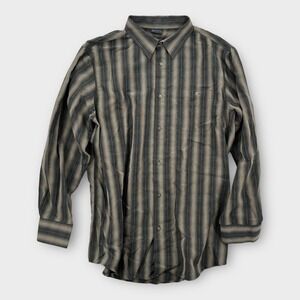 R&R Casual Shirt Mens XXL Button Up Brown Plaid Long Sleeve‎ Pockets